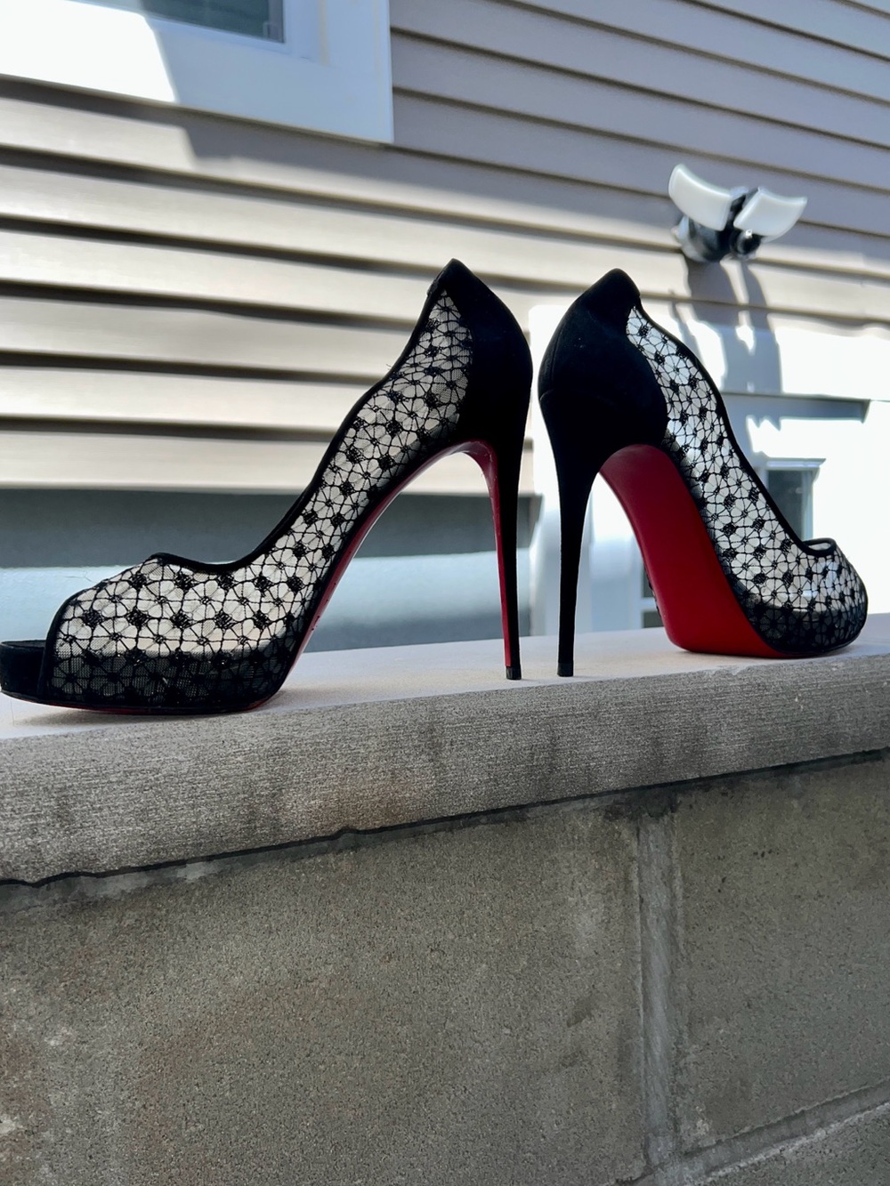 Christian Louboutin Very Lace 120mm in black suede. Size IT 41, US 10.5 to 11.